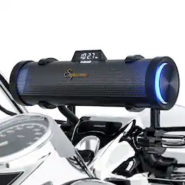 GoHawk - Bluetooth Motorcycle Speakers: 6-Speaker Waterproof Stereo System w/ Built-in Amp, Aluminum Soundbar, FM/USB Music/LED - Black