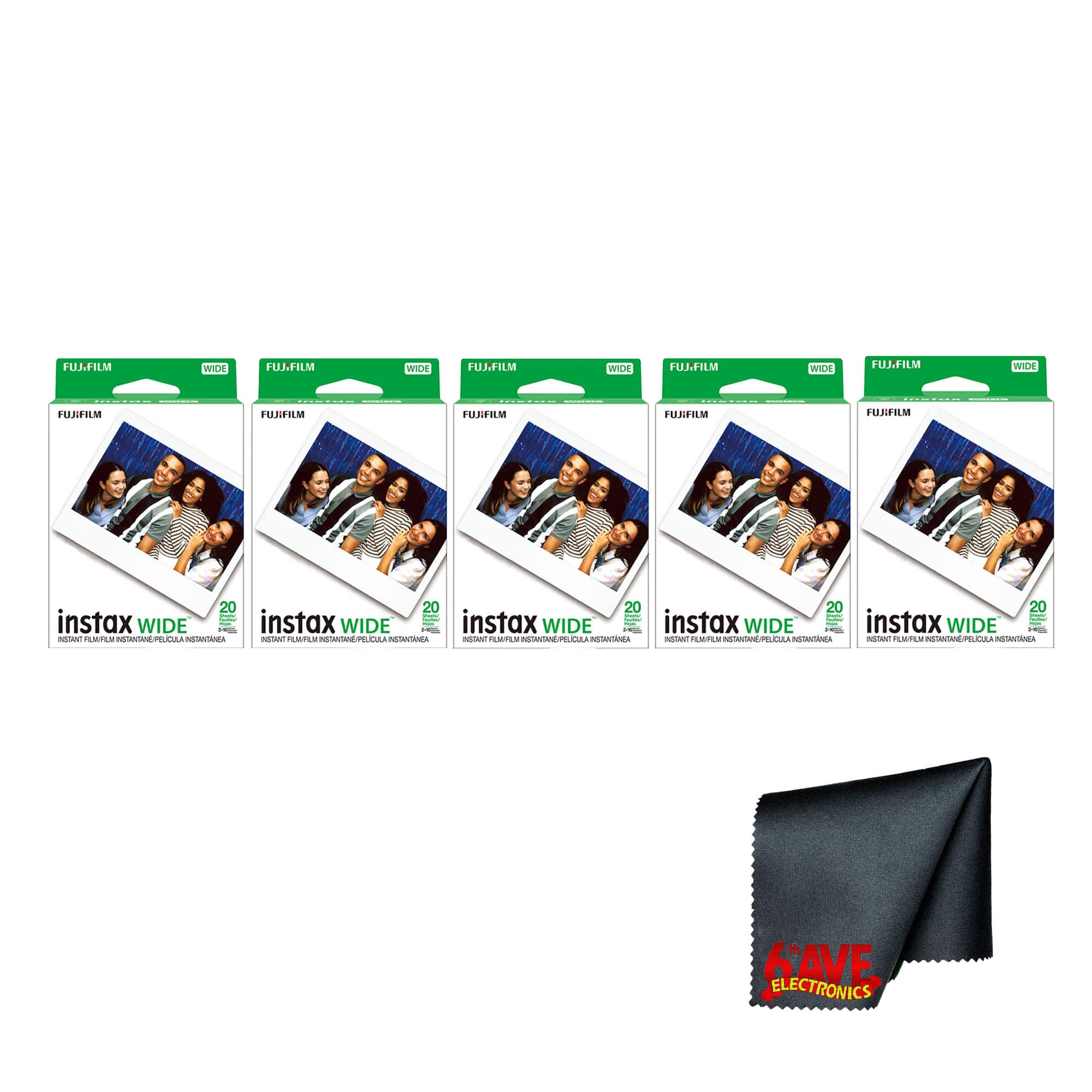 Fujifilm - instax Wide Instant Film (100 Exposures) + Microfiber Cleaning Cloth