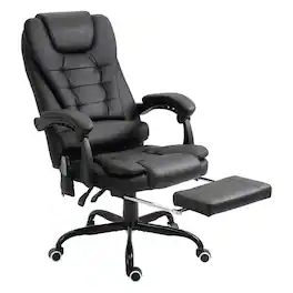 Vinsetto - Deluxe Ergonomic Massage Office Chair with Lumbar Support and - Black