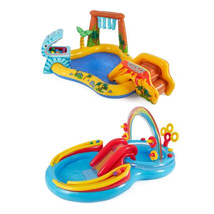 Front. Intex - Intex 8ft x 6.25ft x 43in Dinosaur Play Pool & Inflatable Rainbow Play Pool.
