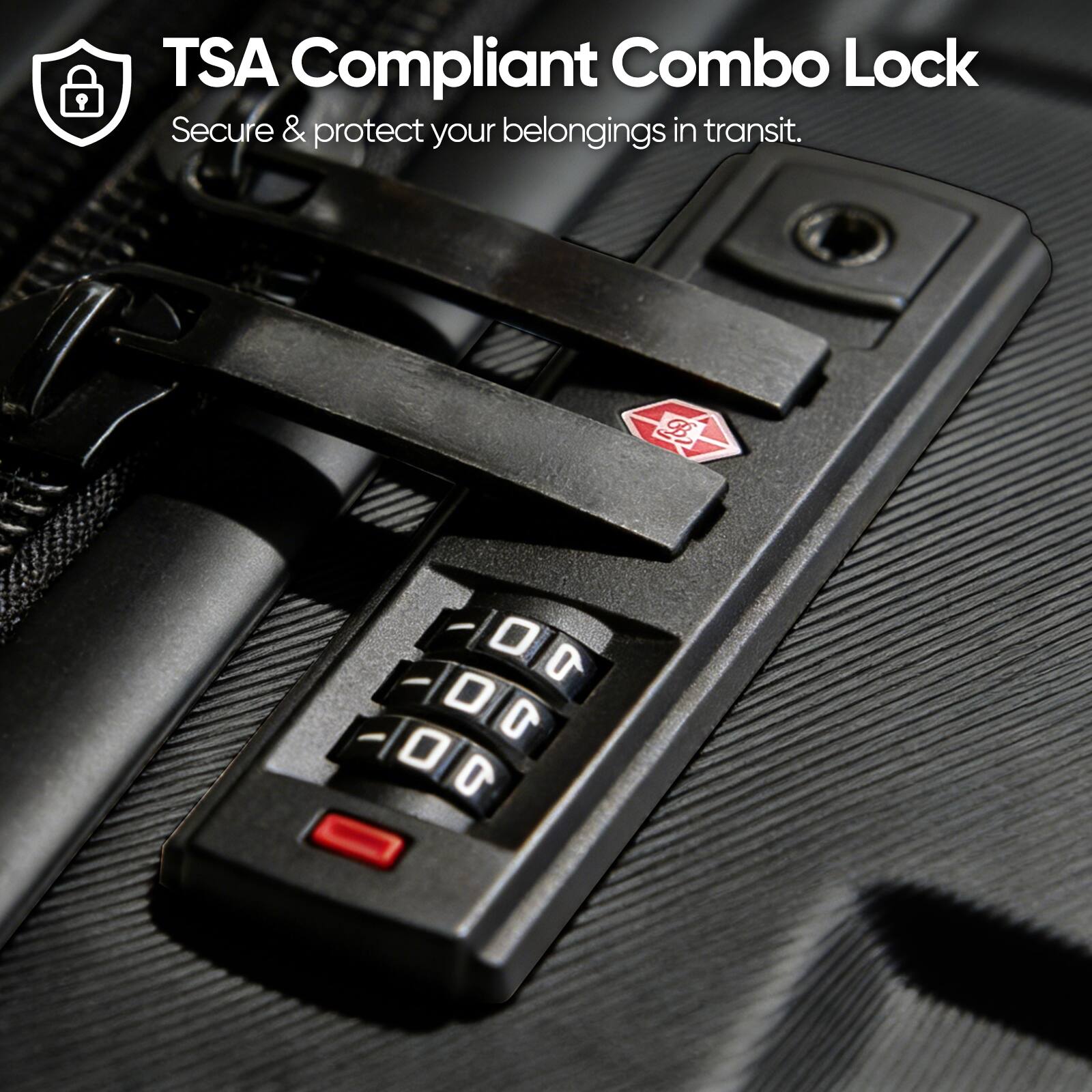 TSA Compliant Combo Lock  
Secure & protect your belongings in transit.