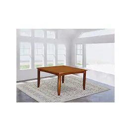 East West Furniture - Parfait Square Table with 18"Butterfly Leaf - Finish - Saddle Brown