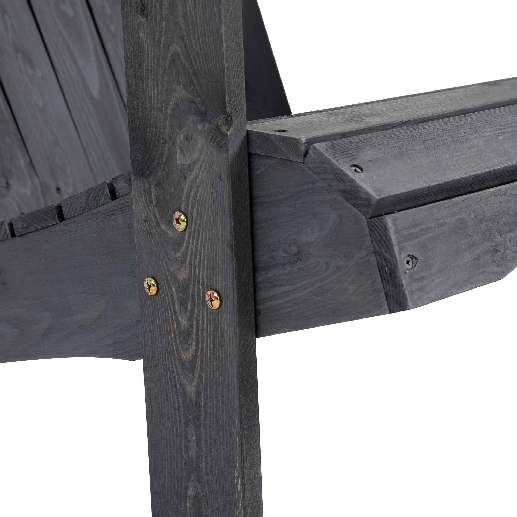 Angle. Resenkos - Resenkos Outdoor Adirondack Lounge Chair with Corner Table, Umbrella Hole, Reclining Bench for Patio, Deep Gray - Deep Gray.