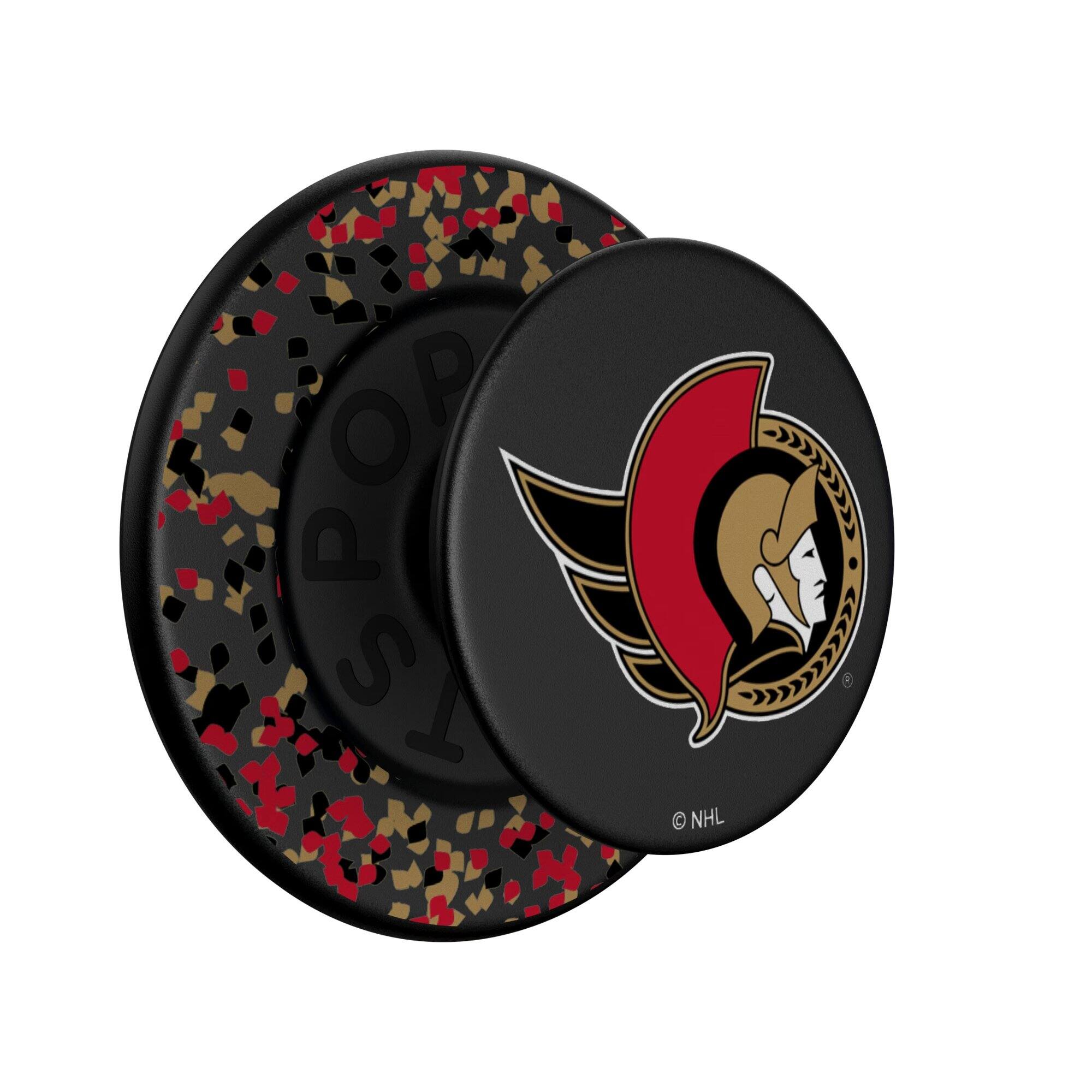 Alt View 1. Keyscaper - Ottawa Senators Confetti Magnetic Phone Grip & Stand - No Size - Black.