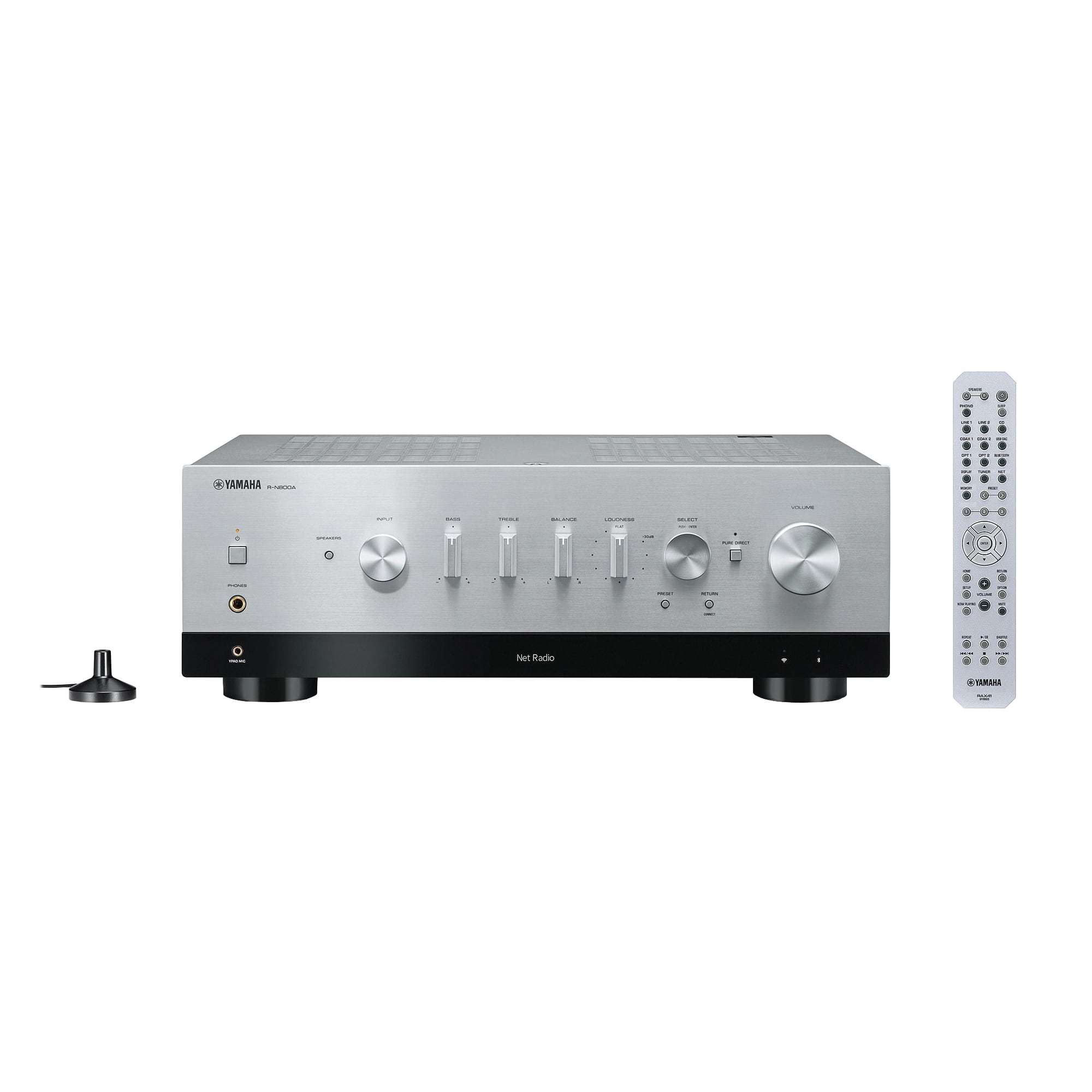 Yamaha - R-N800ASL Bluetooth 240-Watt 2.0-Channel Network Stereo Receiver with Remote - Silver - Front_Zoom