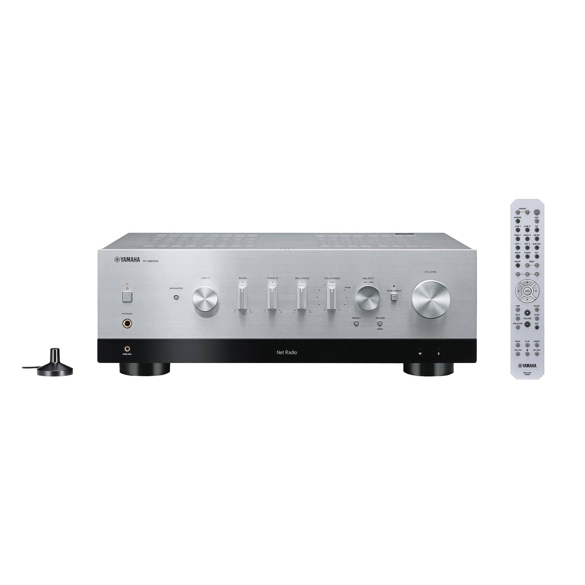 Front. Yamaha - R-N800ASL Bluetooth 240-Watt 2.0-Channel Network Stereo Receiver with Remote - Silver.