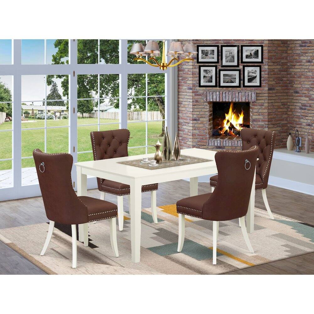 Alt View 8. East West Furniture - 5 Piece Kitchen Table & Chairs Set - White.