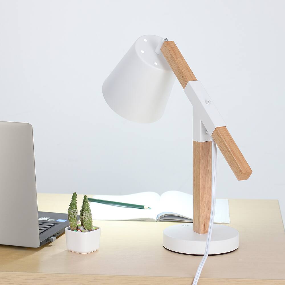 Left. Oumilen - White Square Column Table Lamp.