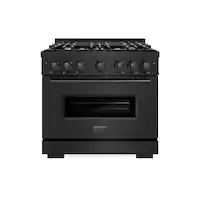 ZLINE - 36" Classic Gas Range with 6 Burners and Convection Oven (CGRB-36) - Black Stainless Steel - Front_Zoom