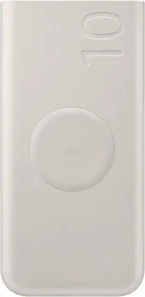 Front. Samsung - SAMSUNG 25W 10,000mAh Battery Pack Wireless Charger, Super Fast Charging w/ 2 Ports for Galaxy Phones, Buds and More, 3A - Beige.