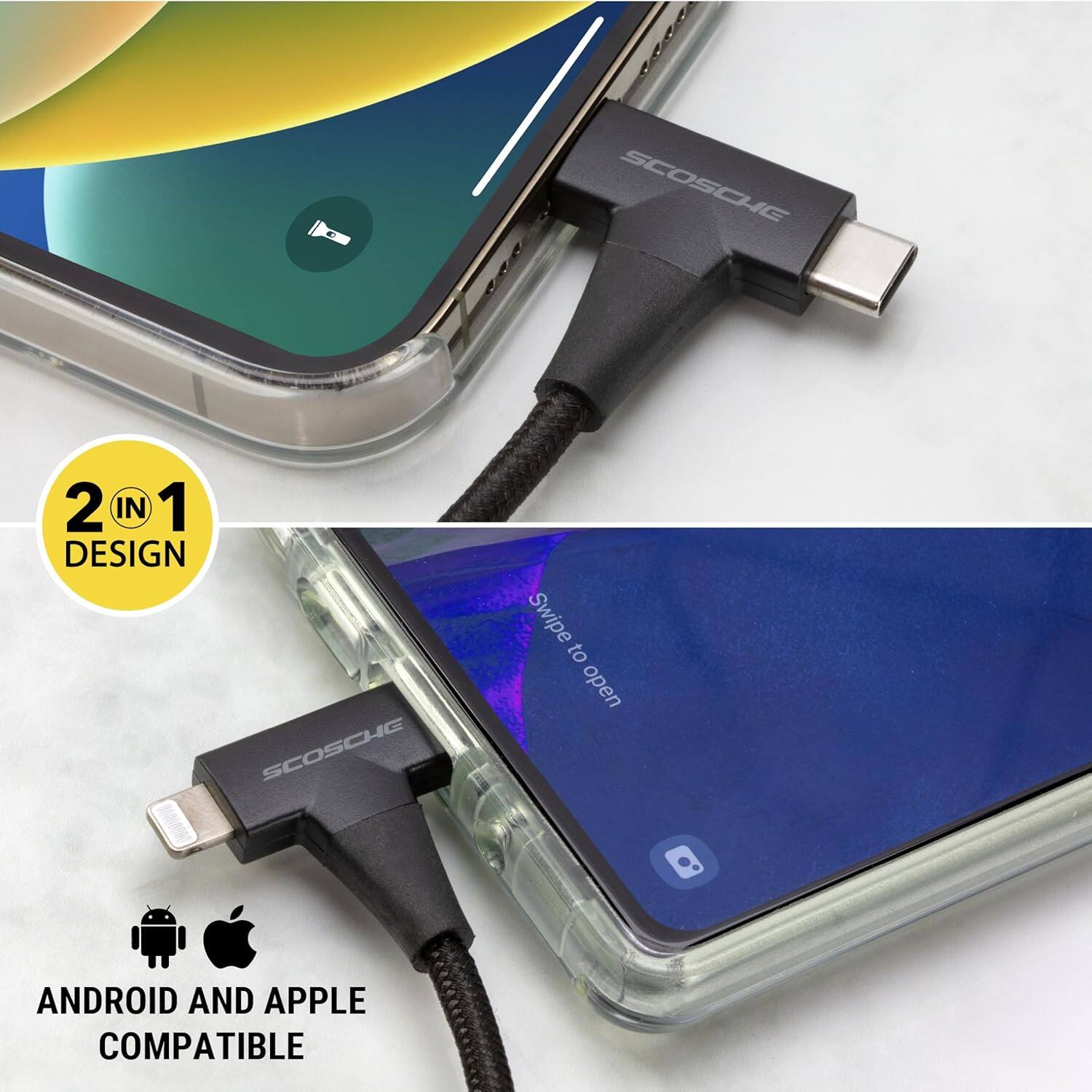 SCOSCHE  
2 IN 1 DESIGN  
Swipe to open  
ANDROID AND APPLE COMPATIBLE