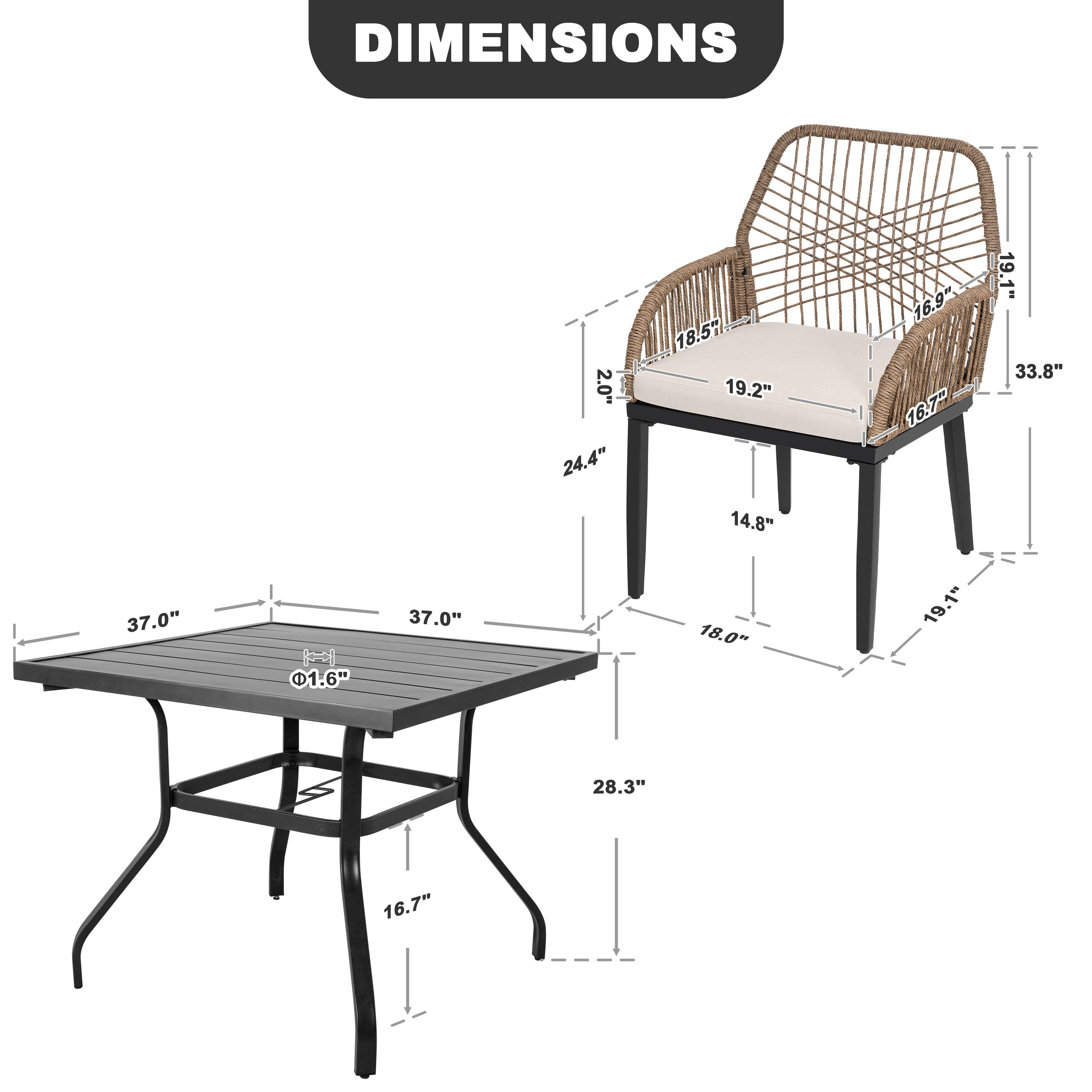 DIMENSIONS

2.0"  
24.4"  
18.5"  
19.2"  
16.9"  
16.7"  
19.1"  
33.8"  
14.8"  
37.0"  
1.6"  
37.0"  
18.0"  
19.1"  
28.3"  
16.7"