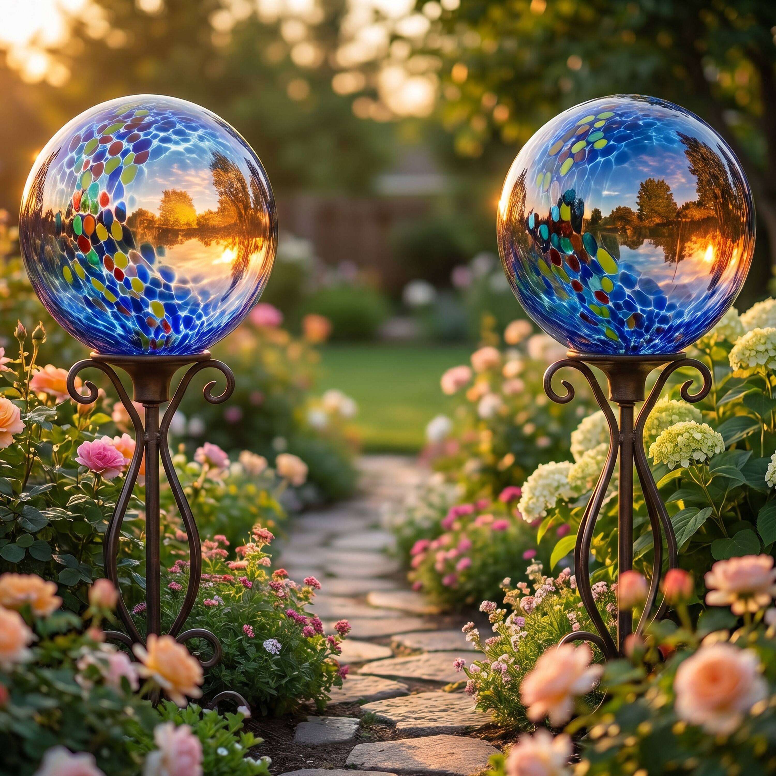 Alt View 6. Sunnydaze - Glass Gazing Globe - 10 in - Primary Color Burst.