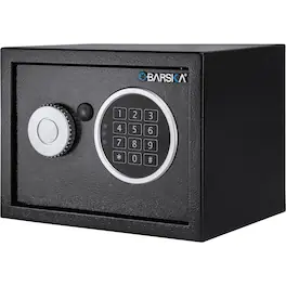 Barska - Digital Keypad Home & Office Steel Security Safe Lock Box with Deadbolts - 0.22 Cu Ft Compact - Black