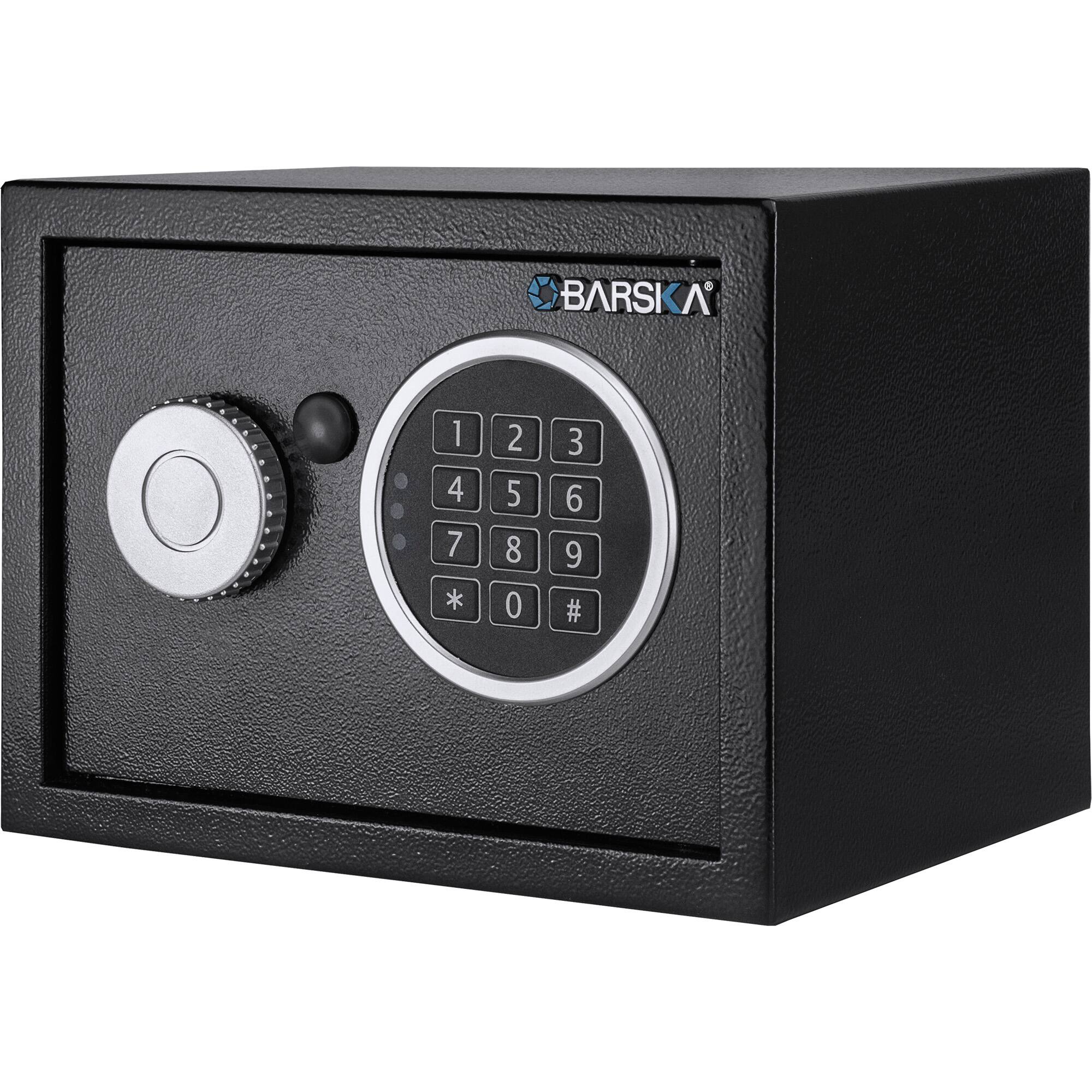 Front. Barska - Digital Keypad Home & Office Steel Security Safe Lock Box with Deadbolts - 0.22 Cu Ft Compact - Black.