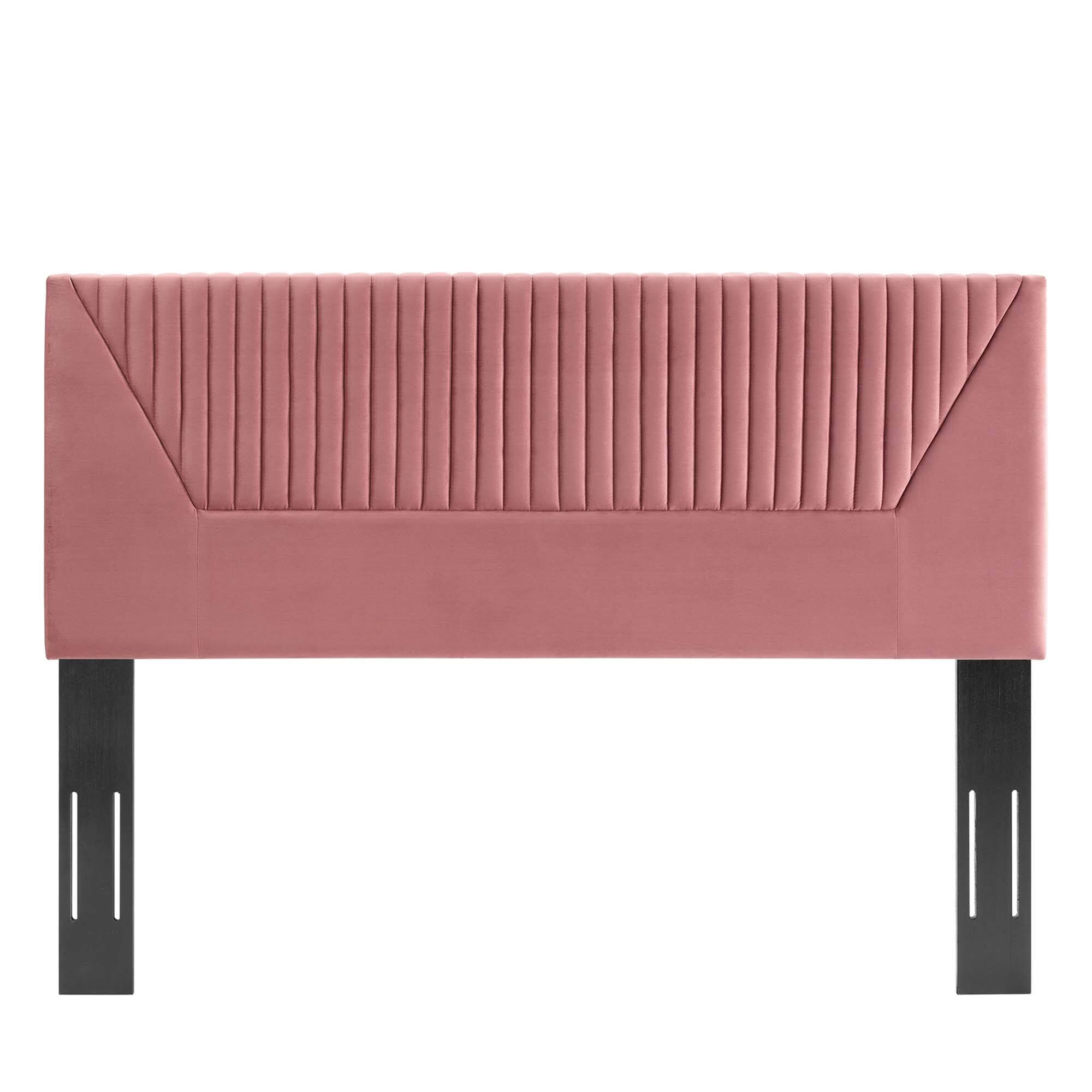 Left. Modway - Patience Channel Tufted Performance Velvet King/California King Headboard by Modway - Dusty Rose.