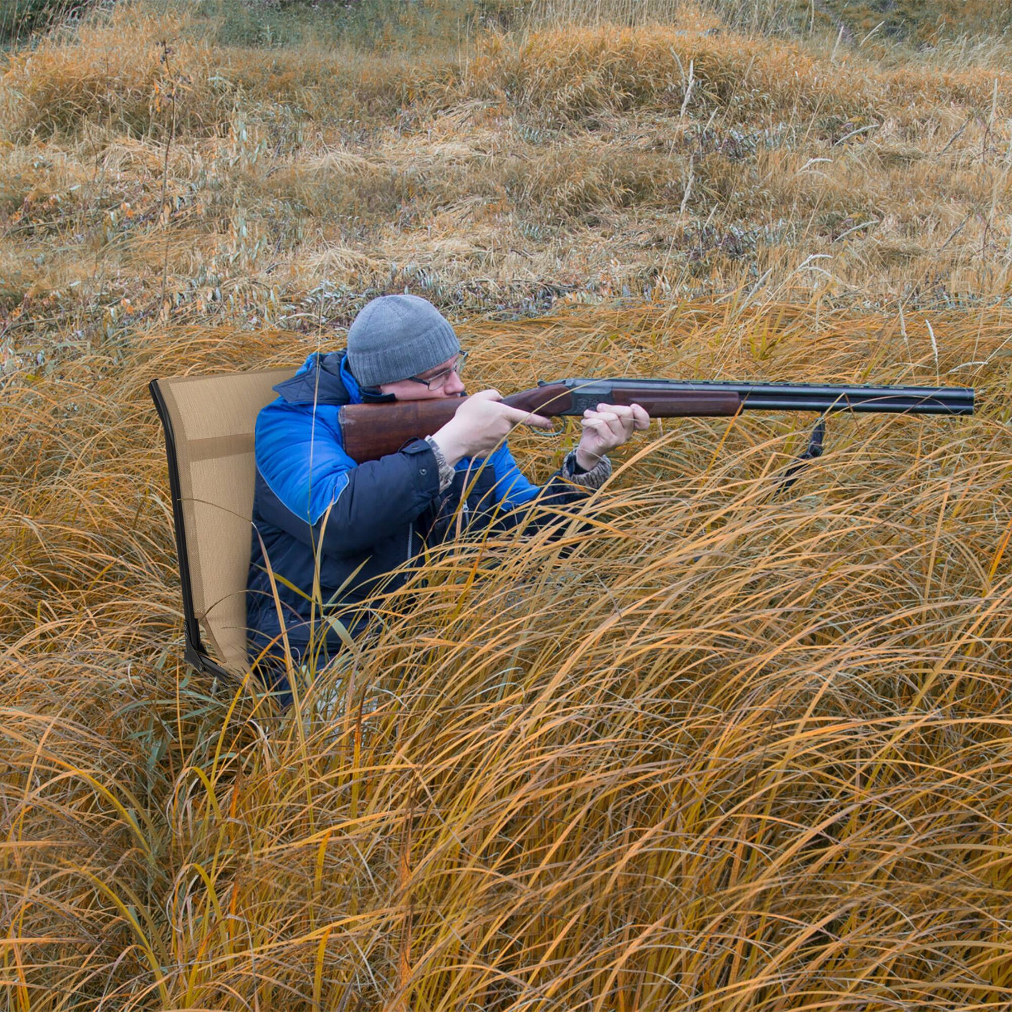 Alt View 1. Gymax - Gymax Folding 360° Silent Swivel Hunting Chair Blind Chair All-weather Outdoor - Brown.