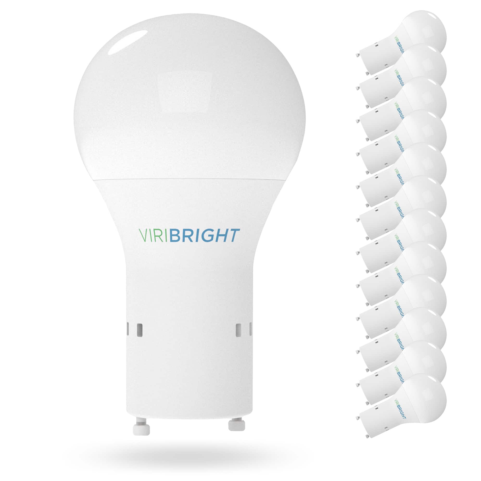 VIRIBRIGHT - 60-Watt EQ 9W A19 GU24 Non Dimmable 850lm LED Bulb, 2700K (12-Pack) - White