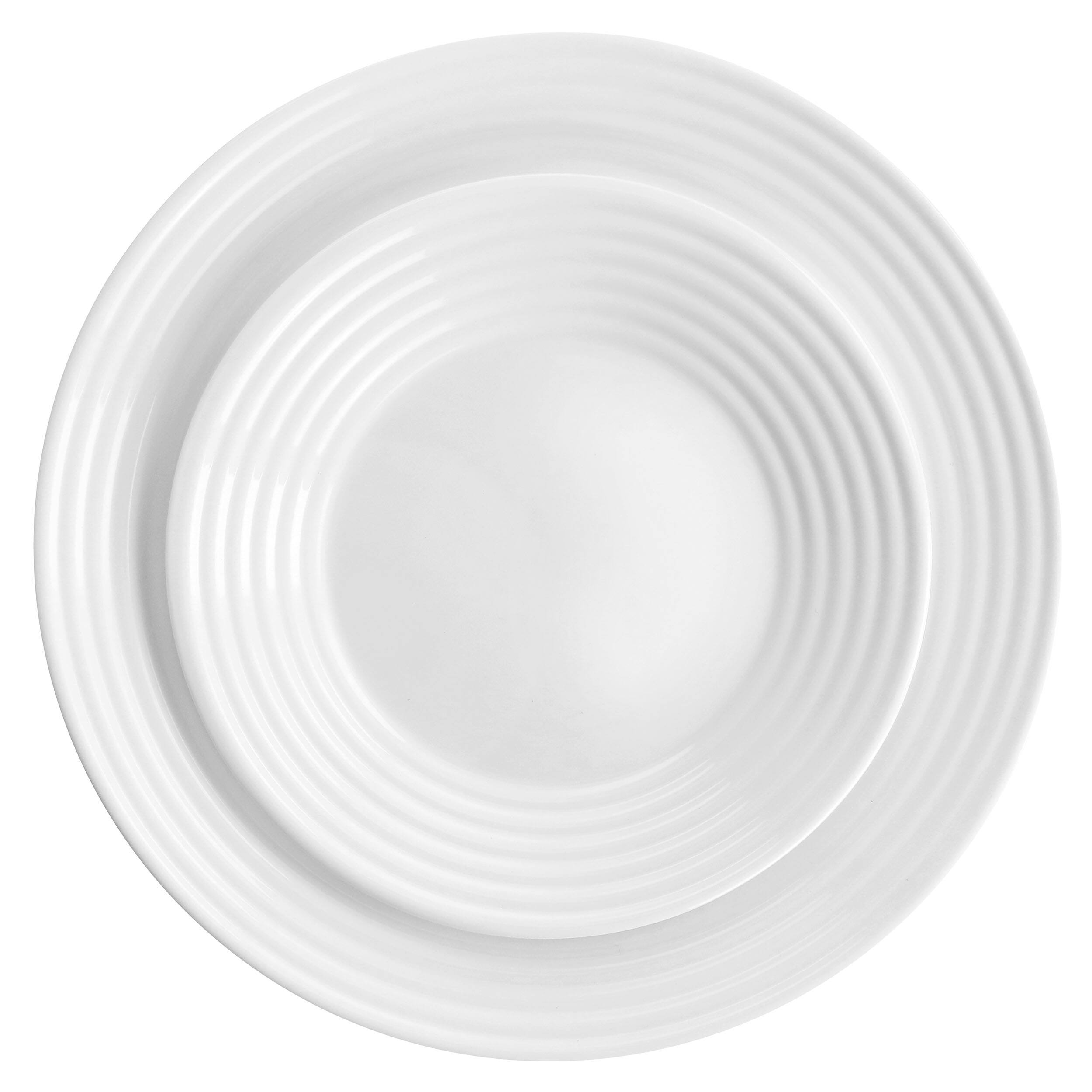 Alt View 2. Gibson - Gibson Ultra Patio 12 Piece Tempered Opal Glass Dinnerware Set in White - White.