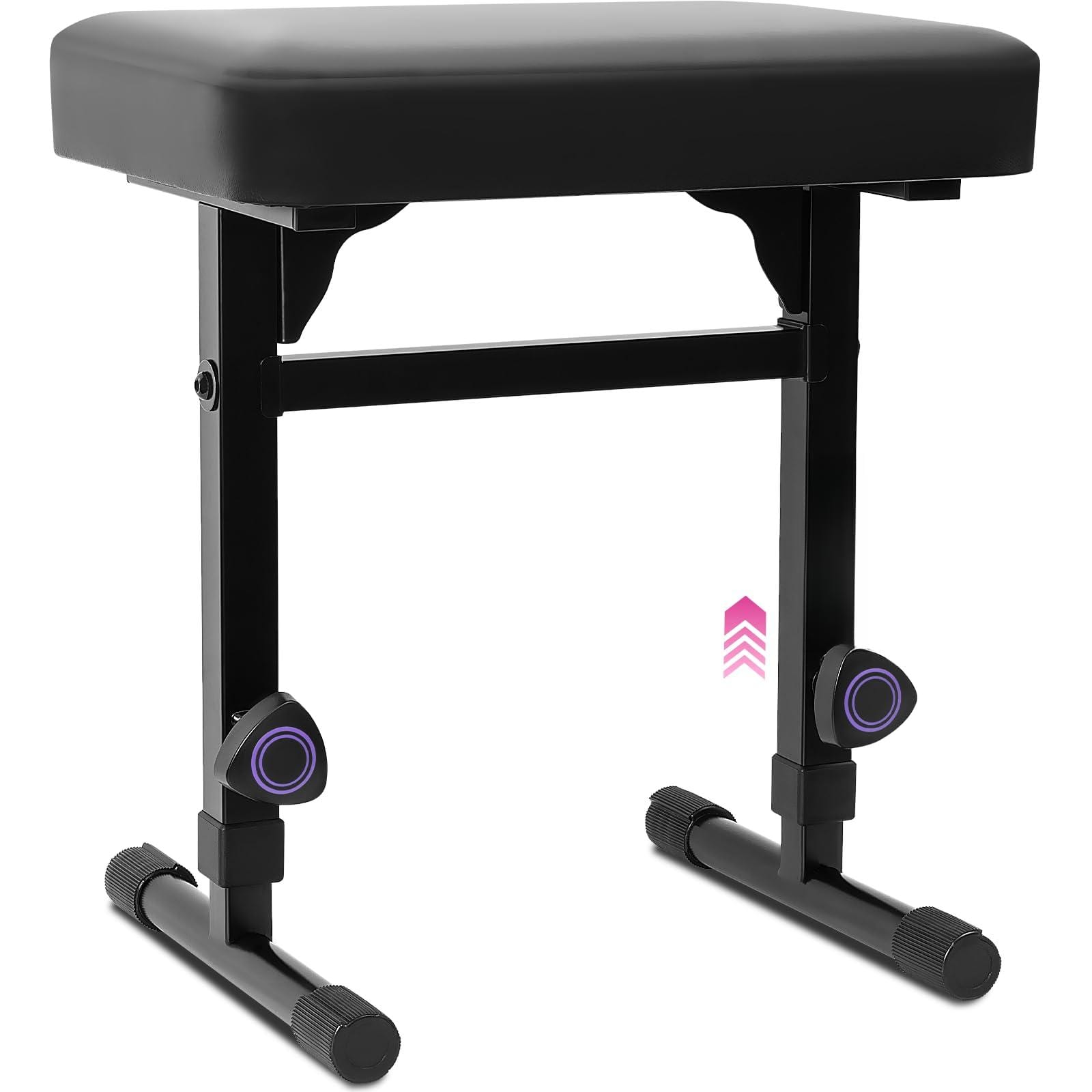 MAGICAL RUBS - Piano Bench Adjustable Stool - Music Seat For Stand With Black Padded Cushion Musicians Chair - PU Leather