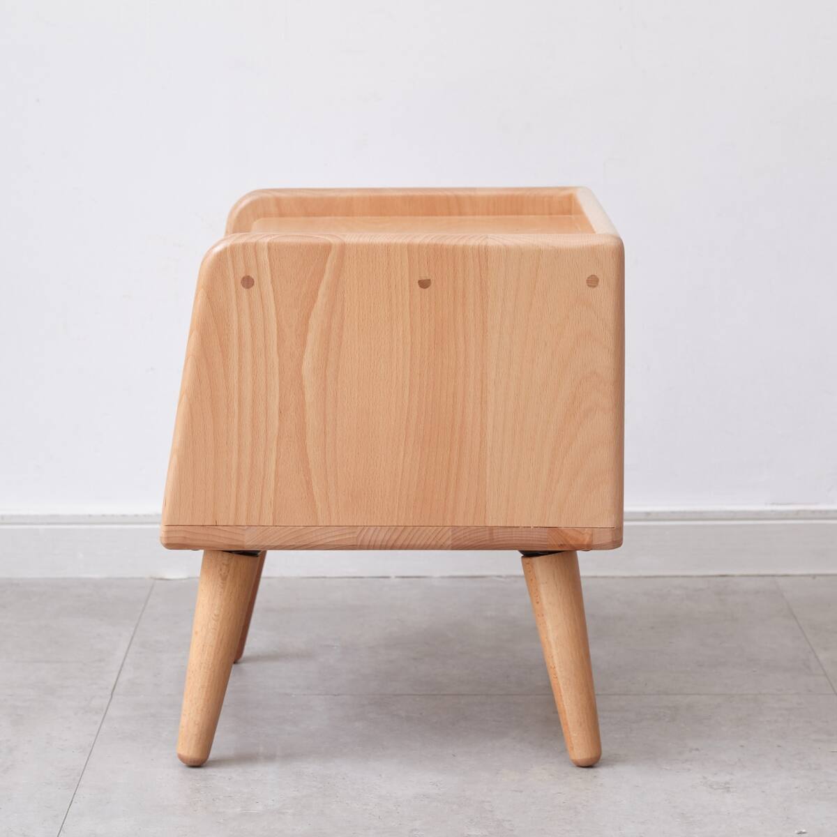 Back. Loheer - Loheer Solid Beech Wood Nightstand, Natural Wood Bedside Cabinet - Natural.