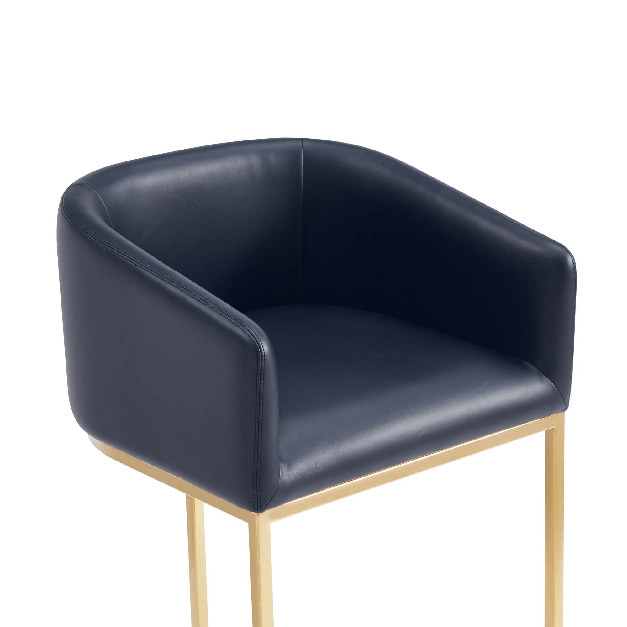 Alt View 1. Manhattan Comfort - Louvre Mid-Century Modern Metal Upholstered Barstool - Black.