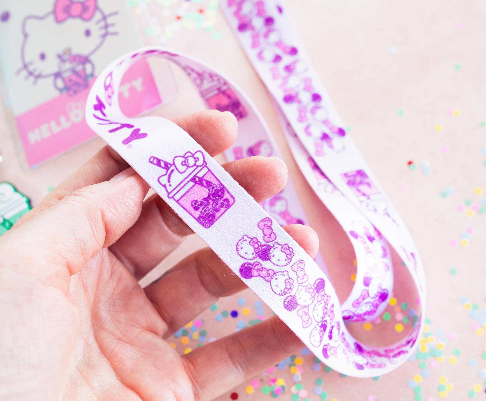 Alt View 3. Surreal Entertainment - Sanrio Hello Kitty and Keroppi Boba Tea Lanyards With Badge Holders | Set of 2 - Purple.