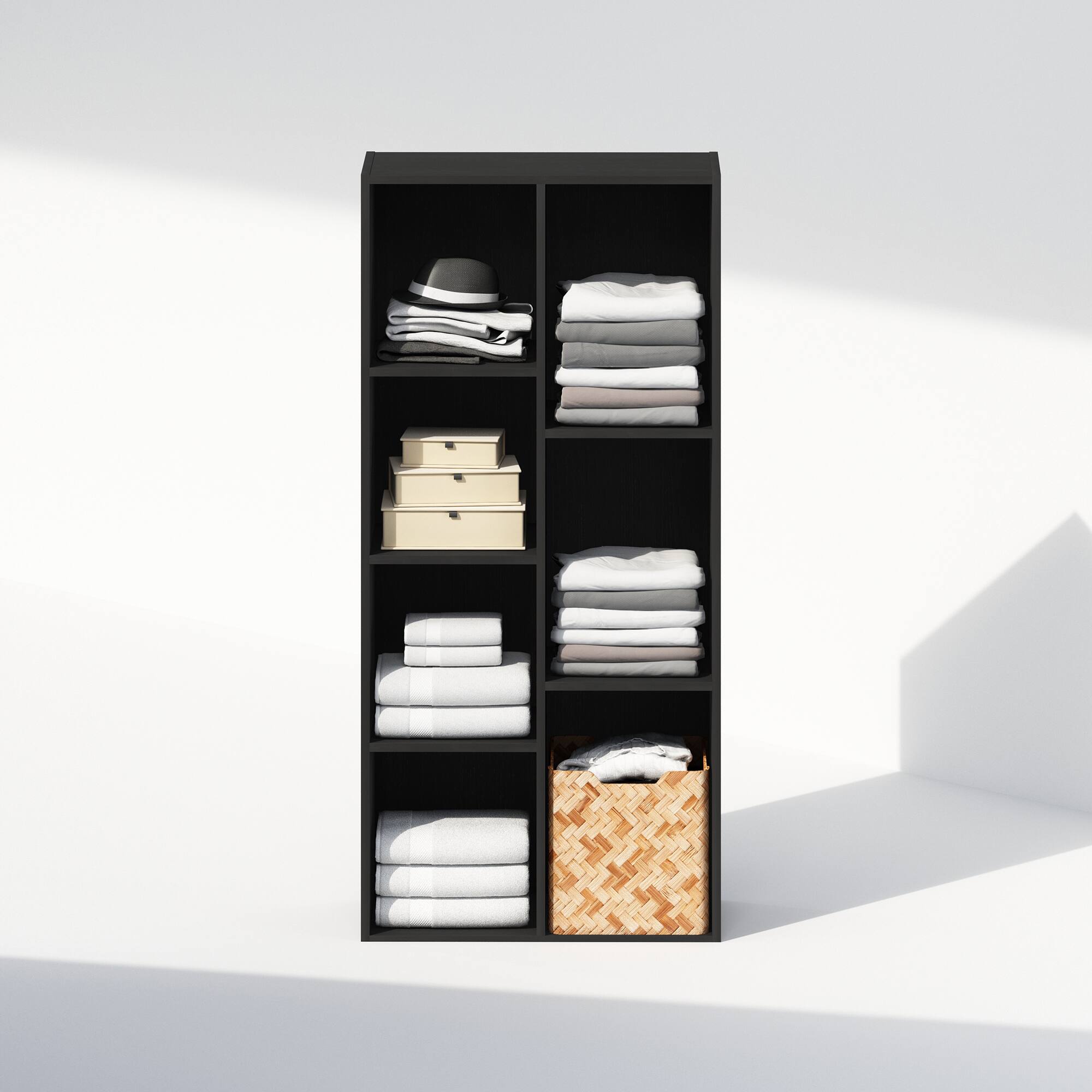 Alt View 4. Furinno - Reed 7-Cube Open Shelf Multipurpose Closet & Clothing Storage, Storage Organizer - Blackwood.