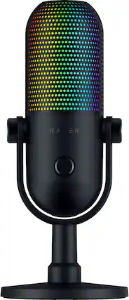 Front. Razer - Seiren V3 Chroma Wired Supercardioid Condenser USB Microphone with 32-Bit DSP - Black.