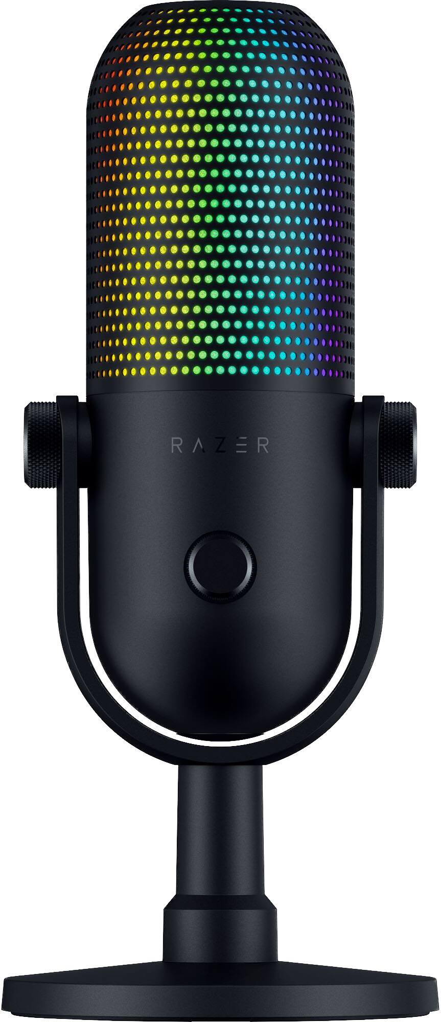 Front. Razer - Seiren V3 Chroma Wired Supercardioid Condenser USB Microphone with 32-Bit DSP - Black.