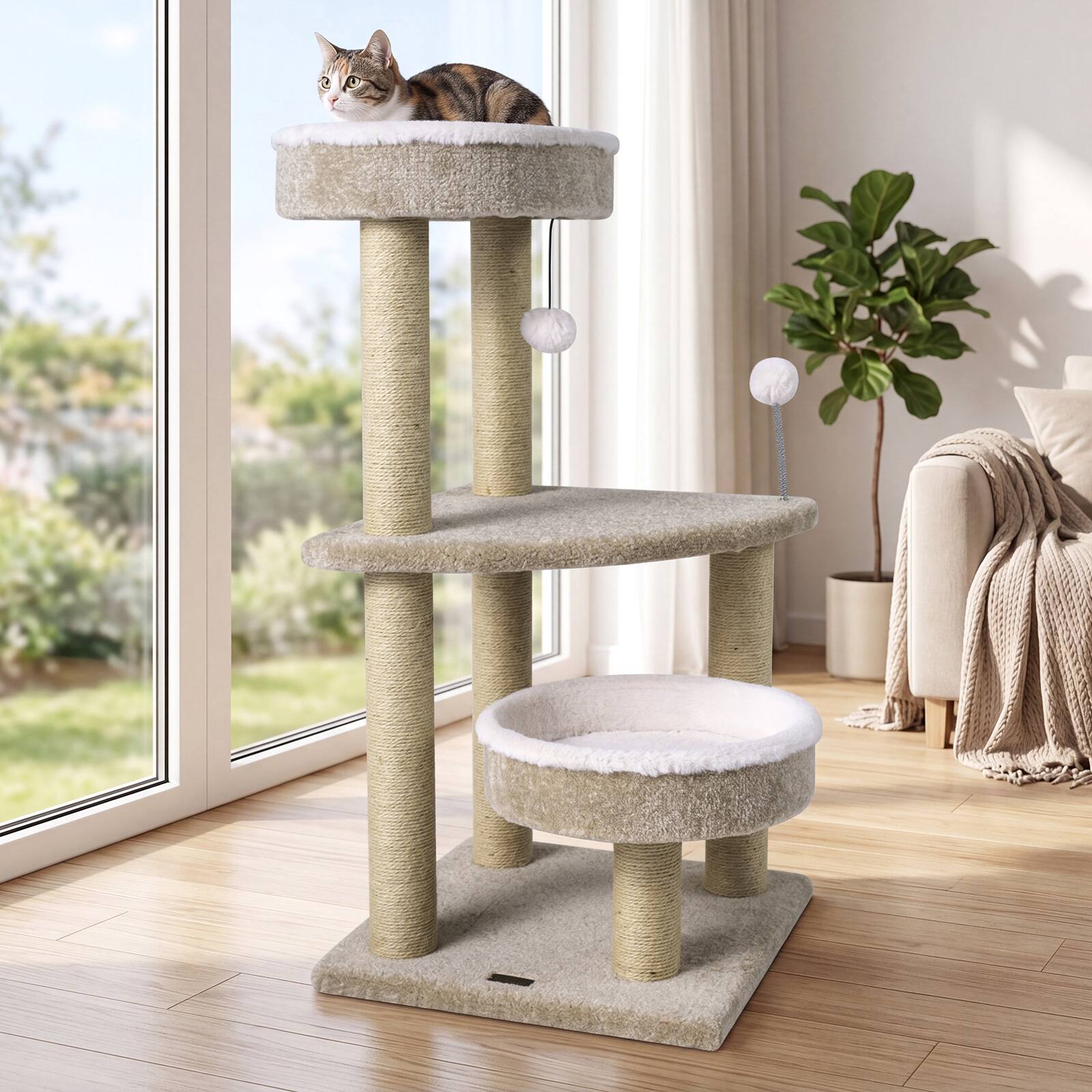 Alt View 1. Gymax - Gymax Carpeted Cat Tree 36'' Cat Tower w/ Comfy Plush Perches Scratching Posts.