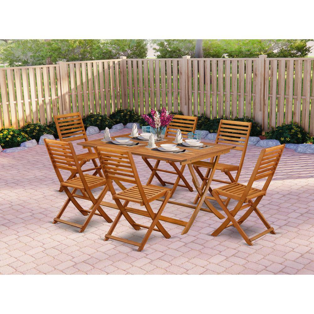 Angle. East West Furniture - East West Furniture 7 Piece Bistro Table Set Outdoor- Great for The Beach, Campy, Picnics - Wonderful Wood Folding - Multi-Color.