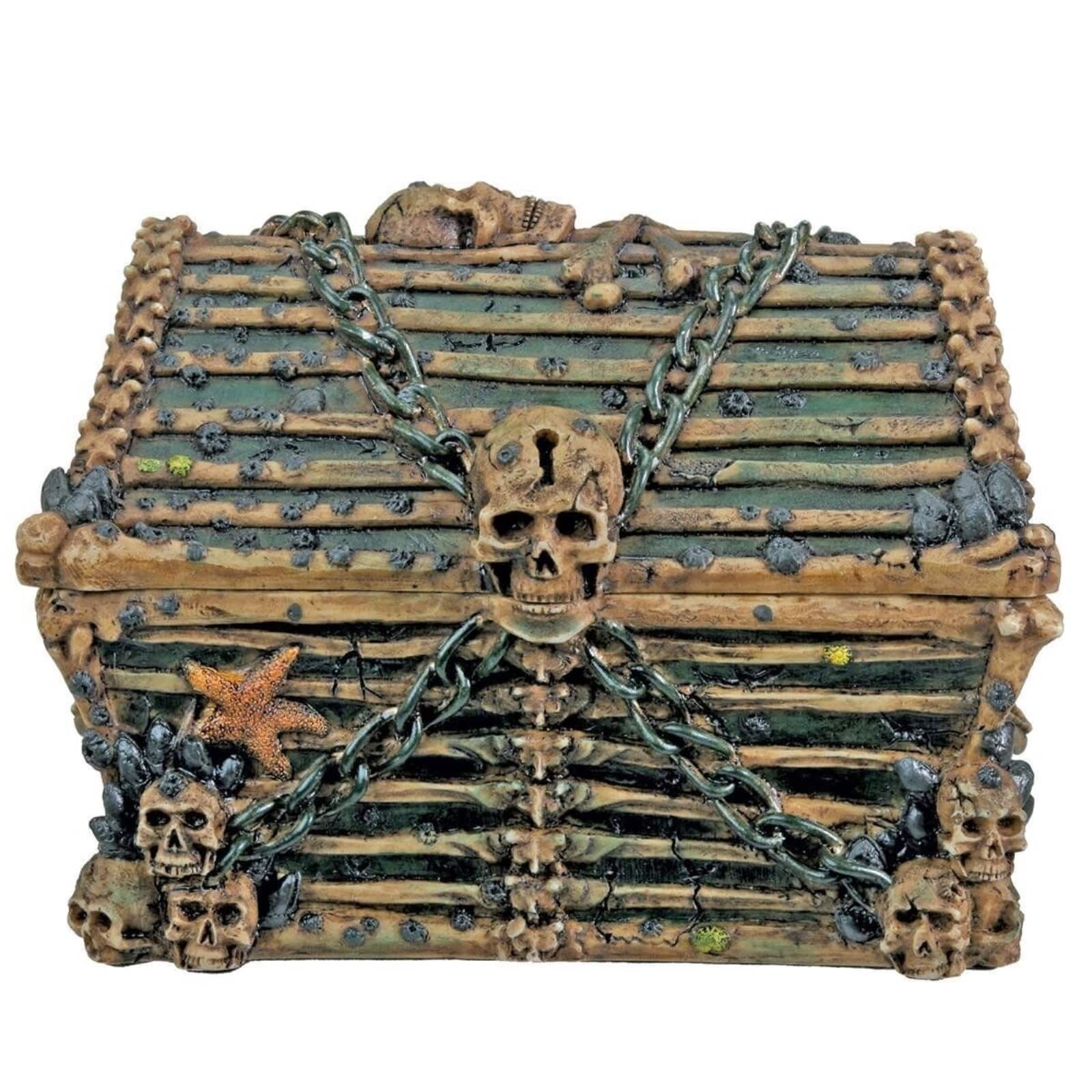 Pacific Trading - Davy Jones Treasure Chest Jewelry Trinket Box Storage Container Pirate Decor - Brown