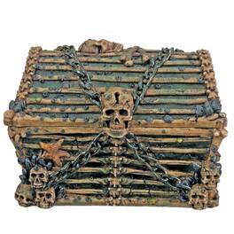 Pacific Trading - Davy Jones Treasure Chest Jewelry Trinket Box Storage Container Pirate Decor - Brown