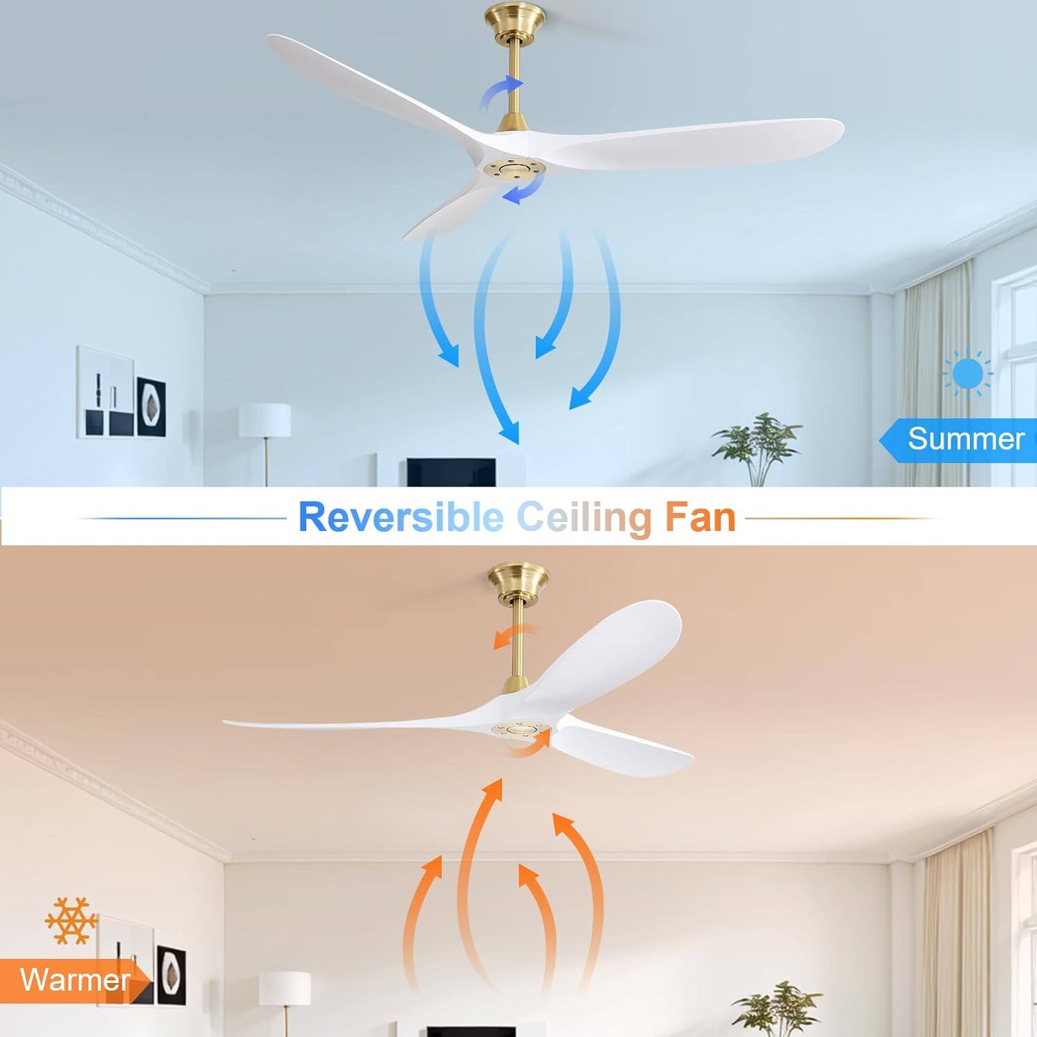 Reversible Ceiling Fan

Summer

Warmer