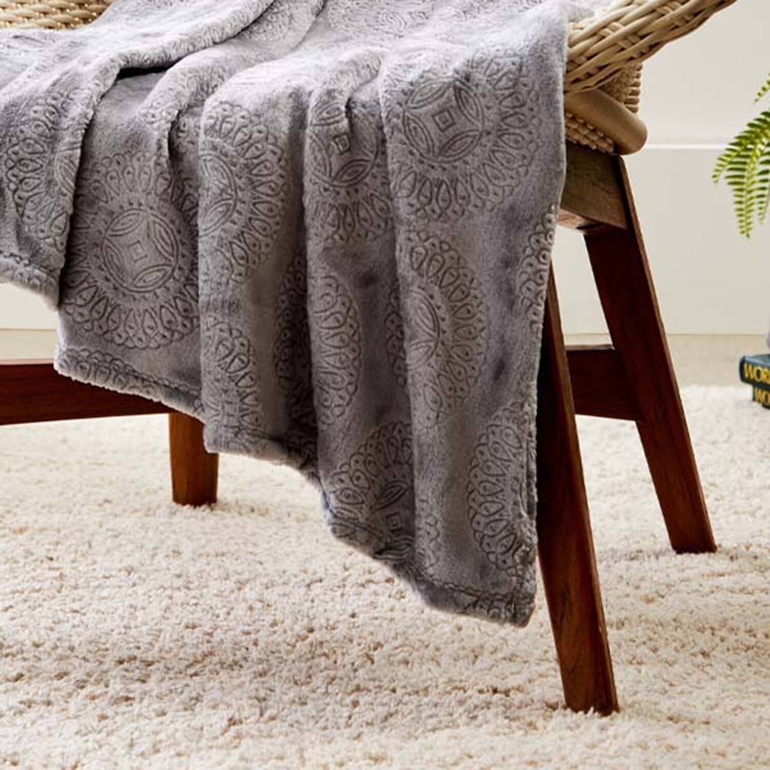 Alt View 2. Noble House - Plazatex Caesar Embossed Decorative Super Soft Throw Blanket for Sleep/Decor 2 Pack 50" x 60" Grey - Grey.