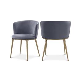 Meridian Furniture - Skylar Grey Velvet Dining Chair, Set of 2 - Gray