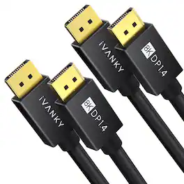 iVANKY - 2 Pack 8K DisplayPort 1.4 Cable 6.6ft High Speed DP Cable - Black