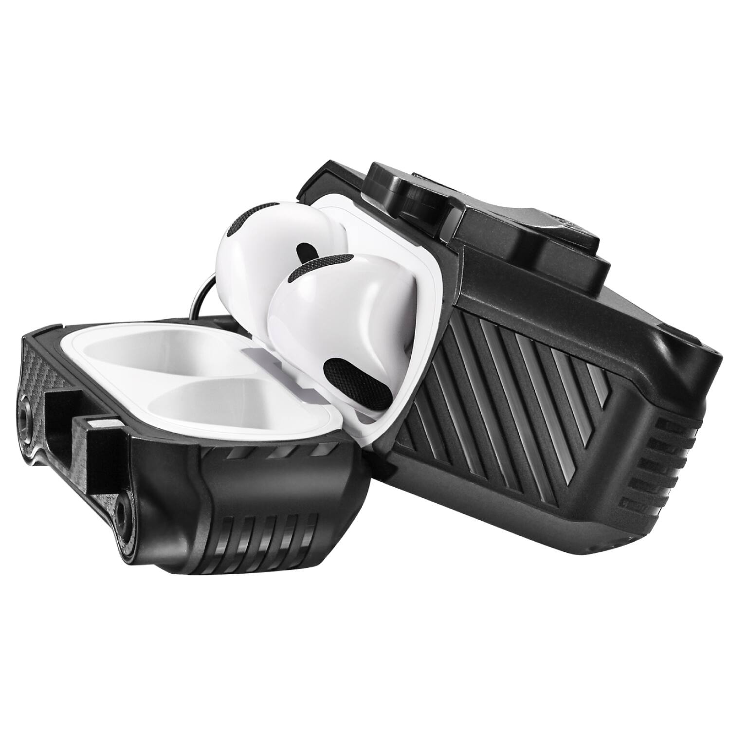 Alt View 7. Vena - For Apple Airpods 4 Case Cover, Airpods Case 4 Carbon Fiber Pattern Case 4th Generation Auto Open Lock, Black - Black.