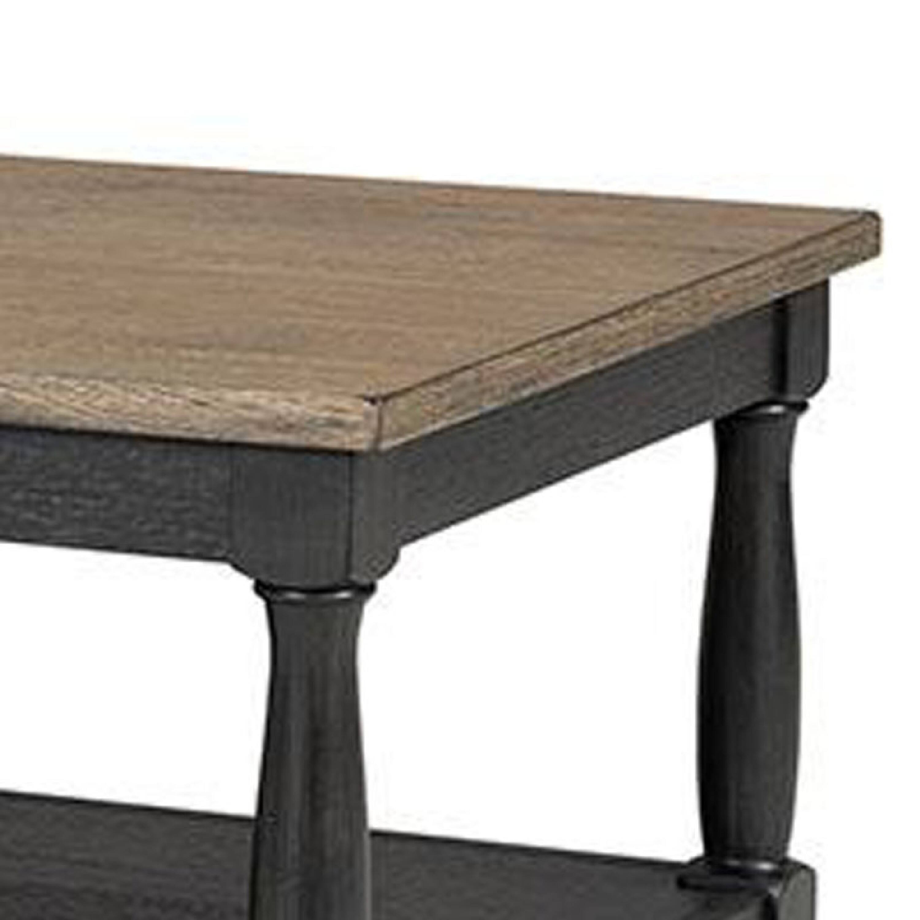 Left. Manhattan Lane - Ginie Coffee Table, 2 Tone Rustic Black, Brown Rubberwood, 48 Inch - Black, Brown.