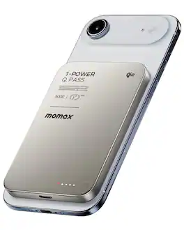 Momax - 1-Power Q.Pass Qi2 Magnetic Wireless Power Bank 5000mAh, 15W Fast Charging and PD 20W USB C Port - Titanium