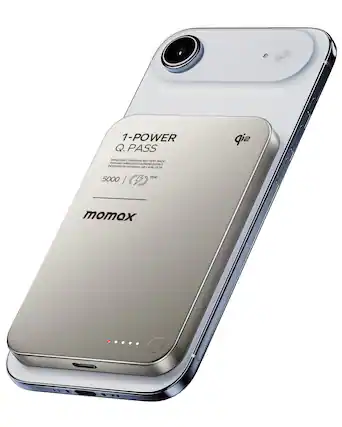 1-POWER Q.PASS
INTELLIGENT WIRELESS CHARGING BATTERY PACK
15W MAX WIRELESS CHARGING
DESIGNED BY MOMOXLAB S/N: 2516
5000 mAh / 15W
momox