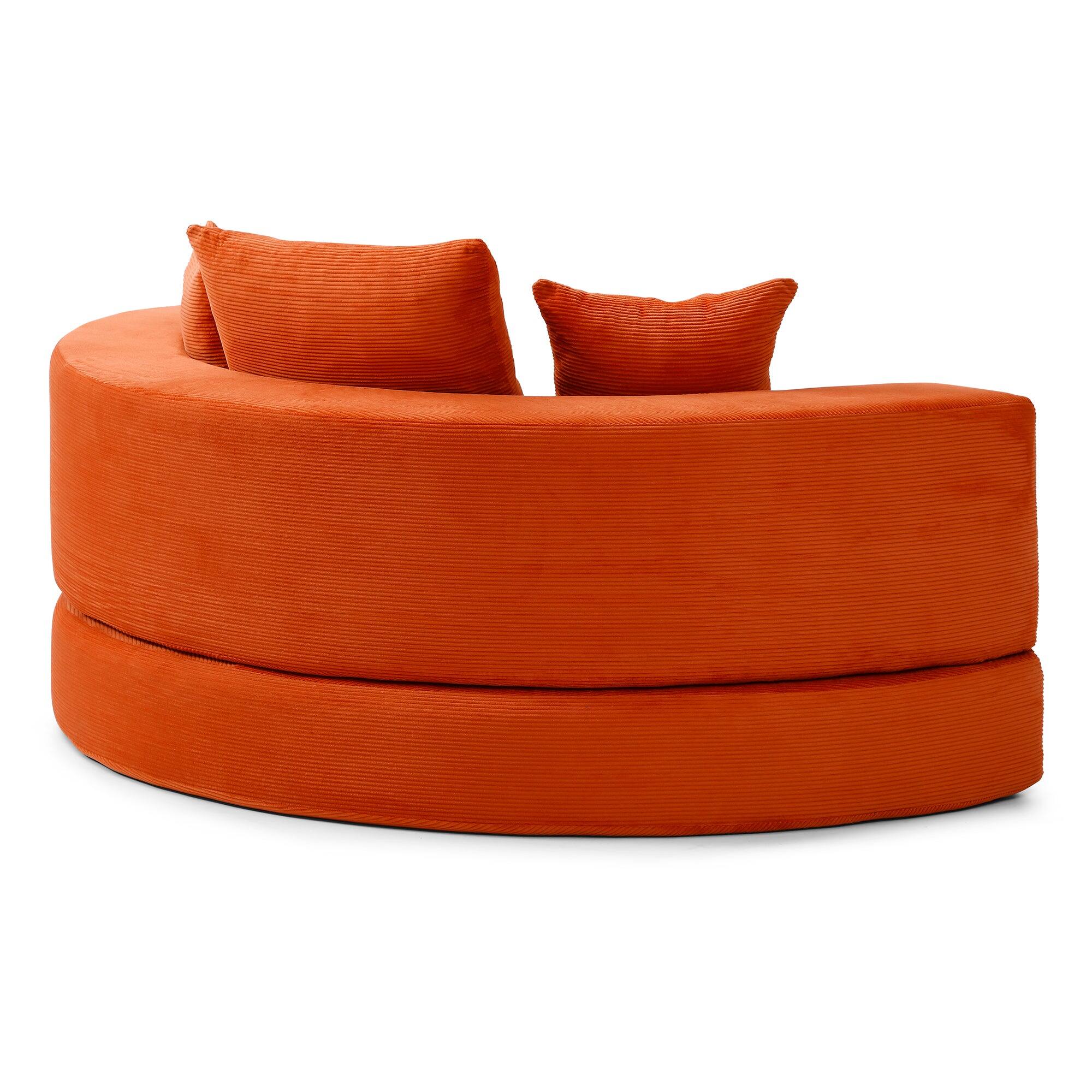 Alt View 9. Boyel Living - Convertible Corduroy Sofa Couch Bed Multi Functional Folding Futon Floor Lounge Sofa No Assembly Orange - Orange.