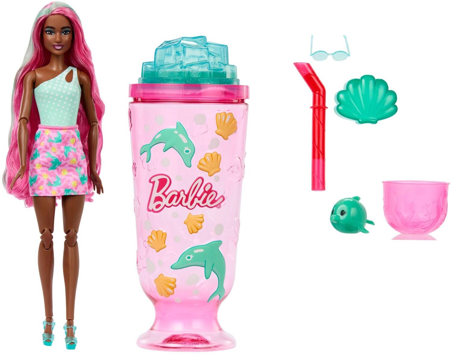 Front. Mattel - Barbie Pop Reveal Sea Slushy Series Dolphin Doll, Pet & Accessories (One Random Barbie Pop! Reveal - COLLECTIBLES - Multicolor.