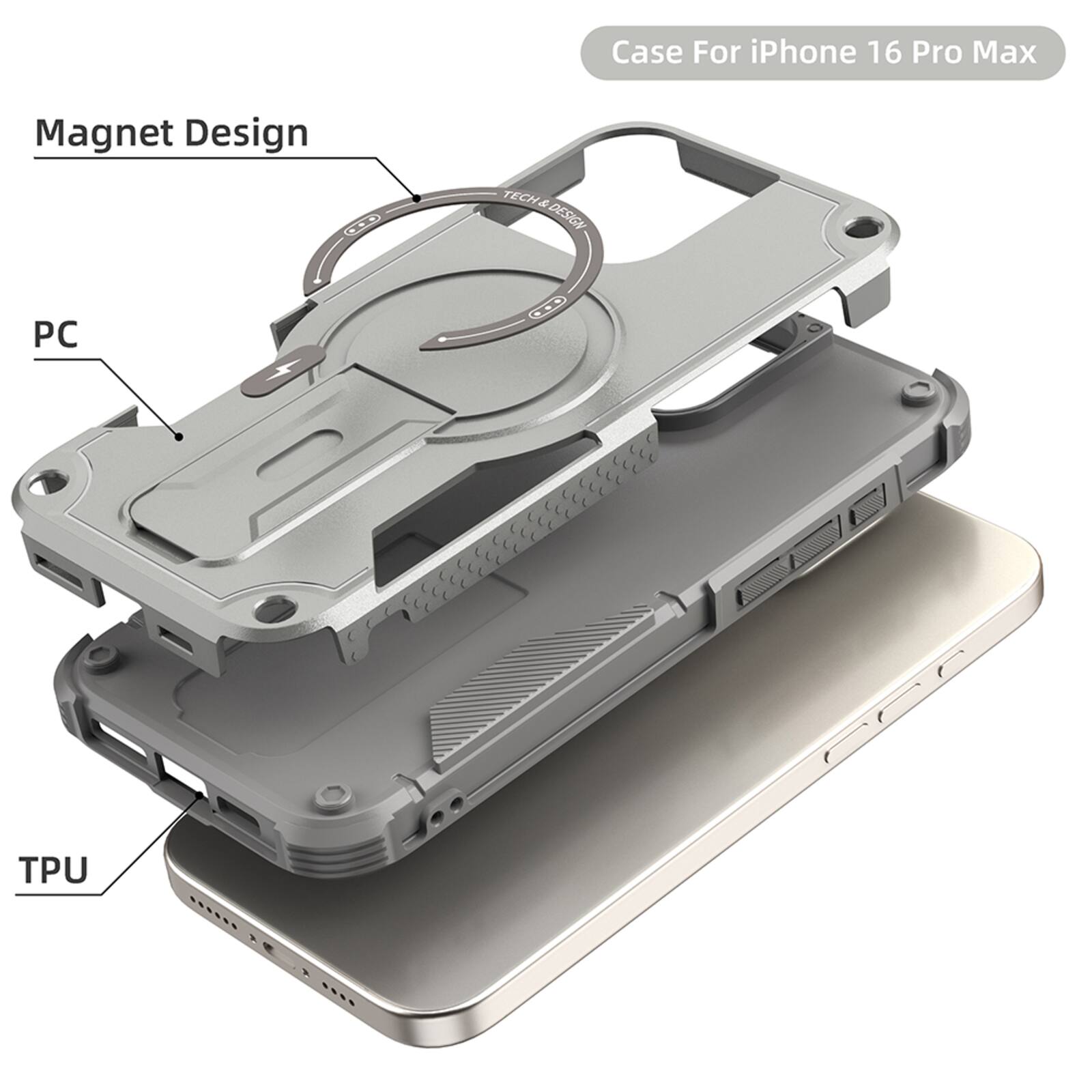 Case For iPhone 16 Pro Max

Magnet Design

TECH & DESIGN

PC

TPU