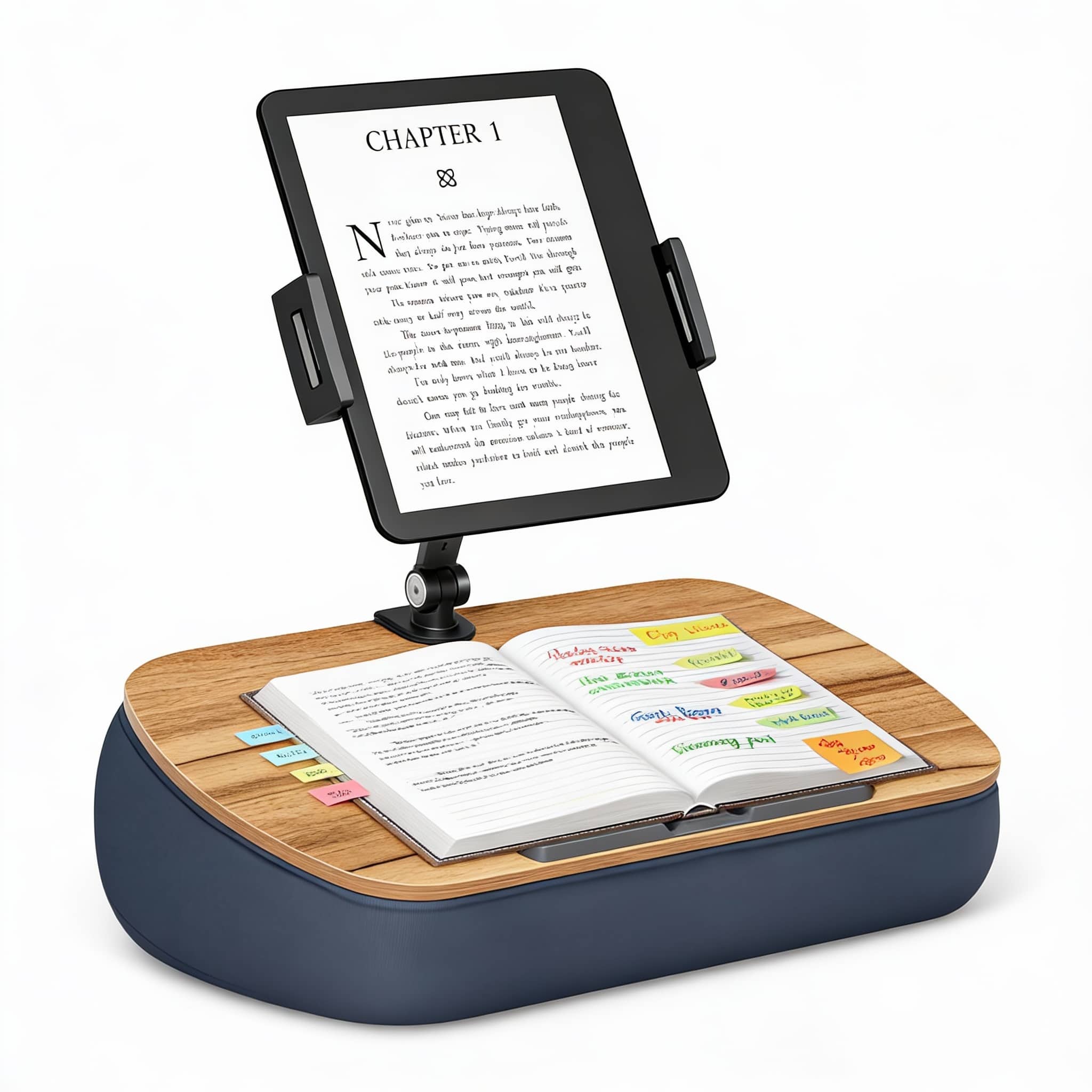 METALTON - Lap Beanbag Cozy Kindle Pillow Stand For Bed With Adjustable Arm Tablet Holder Fits 4 7 Ipad Phone Desk Han - Muted Gray