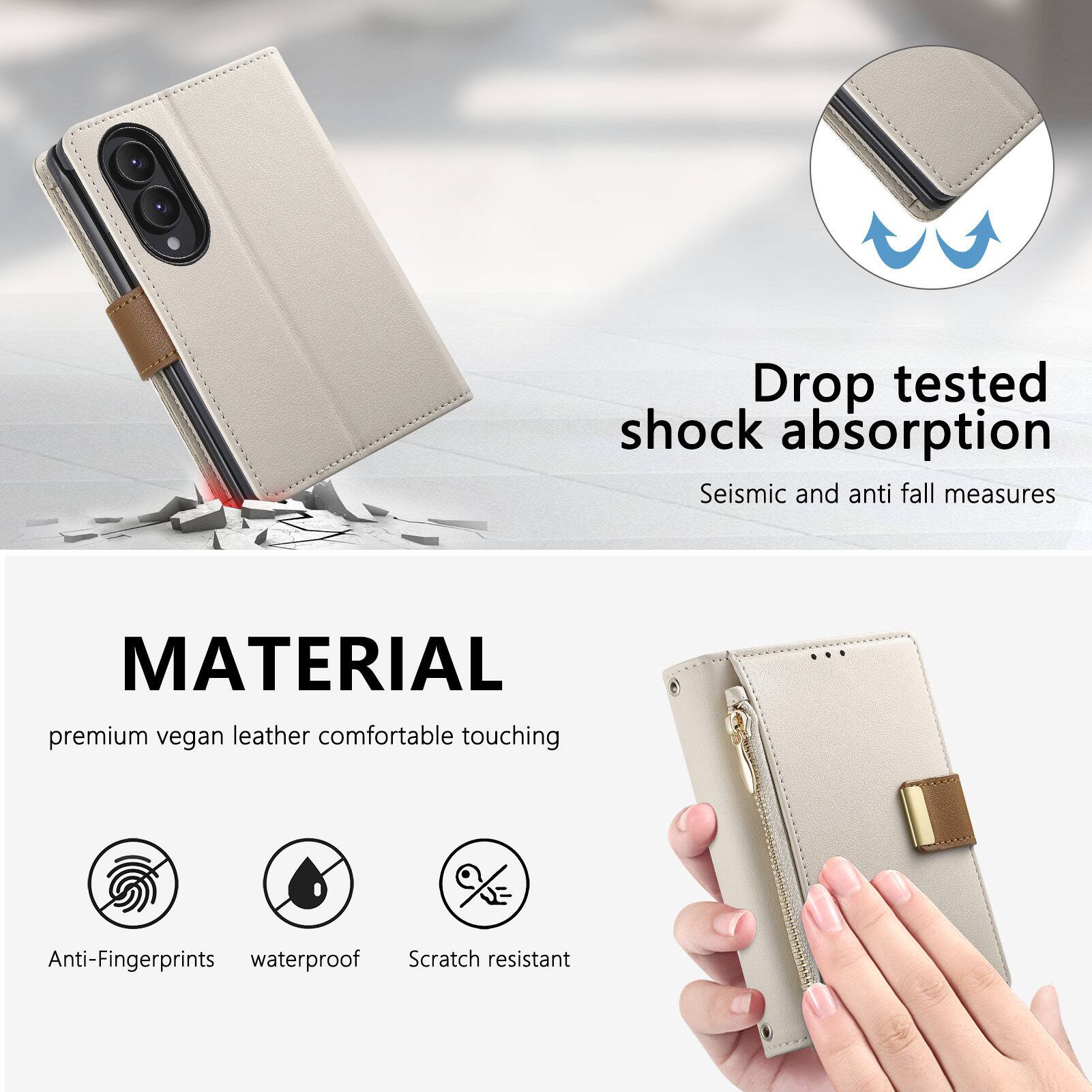 Drop tested shock absorption  
Seismic and anti fall measures  

MATERIAL  
premium vegan leather comfortable touching  

Anti-Fingerprints  
waterproof  
Scratch resistant