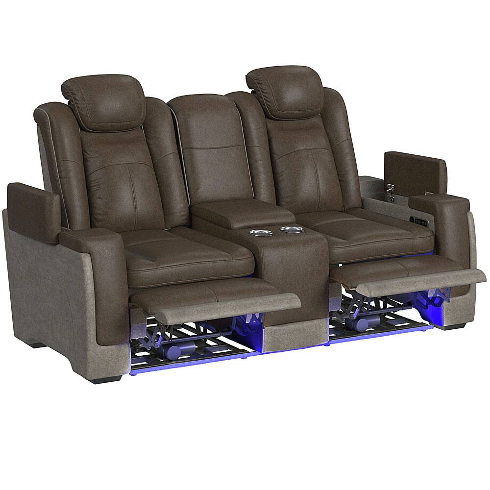 Front. Elements - Lantana Power Motion Loveseat - Rocky Brown/Grey - Rocky Brown/Grey.