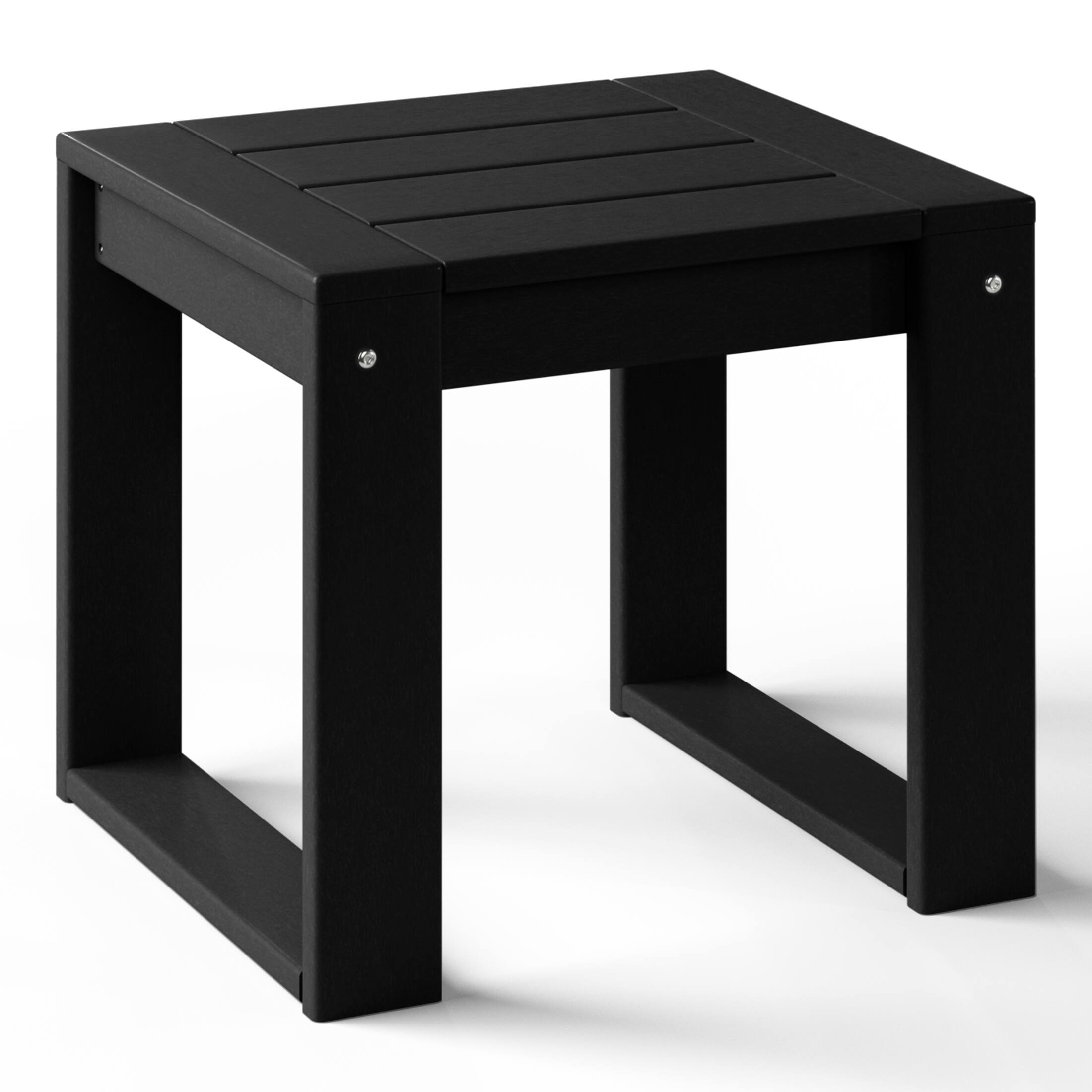 Left. WestinTrends - WestinTrends Montara Modern Outdoor HDPE Rectangle Patio Side Table - Black.