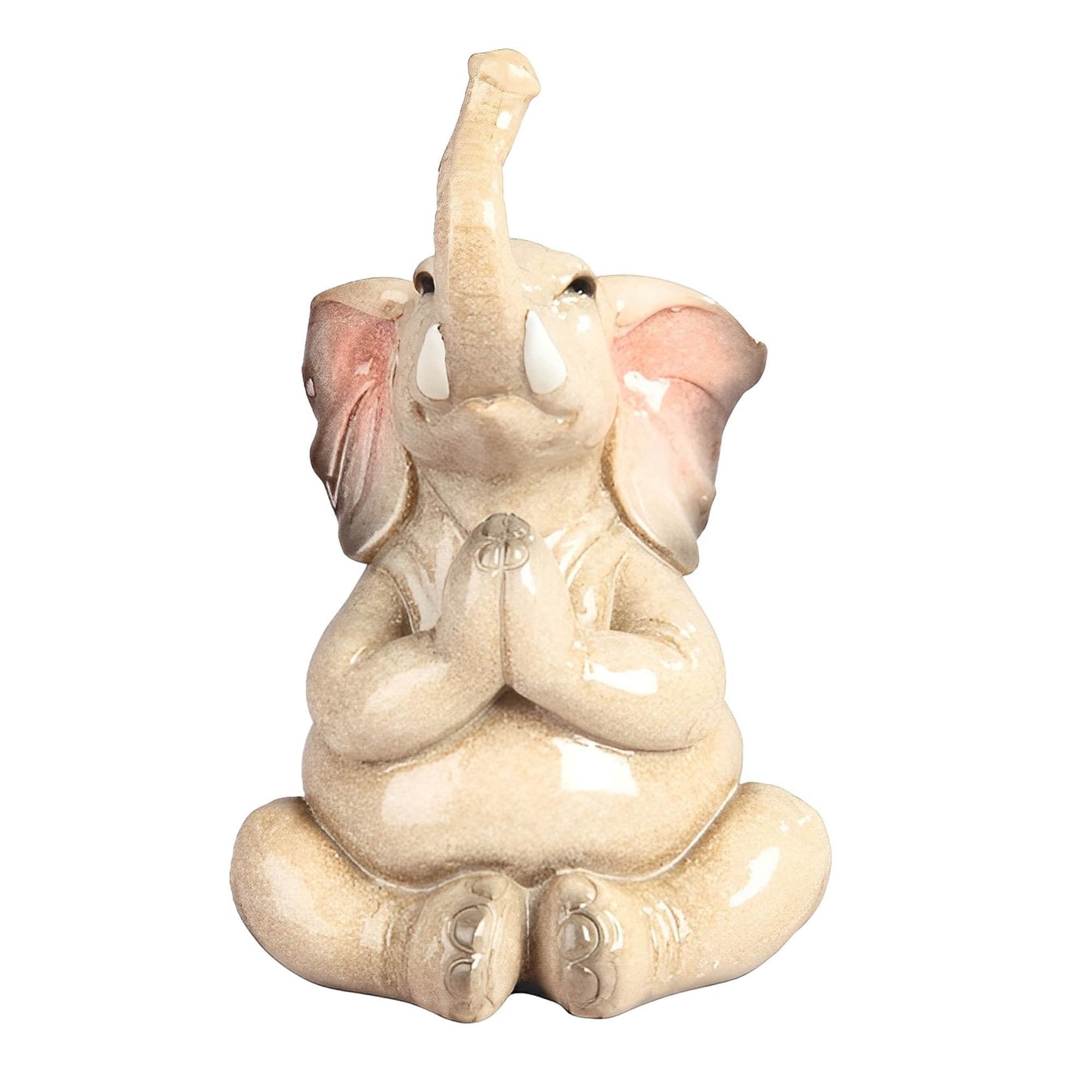 FC Design - 6.75"H Elephant with Yoga Lotus Pose Figurine Statue Office Desk Tabletop Home Decor Gift - Multi-Color